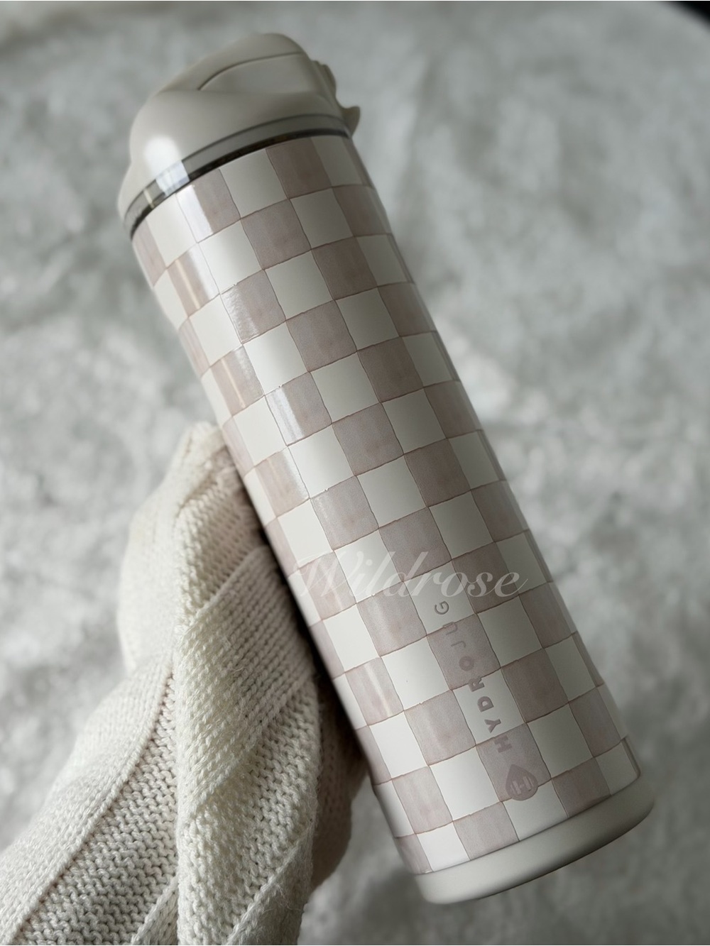 HydroJug SANDSTONE Tan Watercolor Checkers LIMITED EDITION Ease2o Tumbler Cup